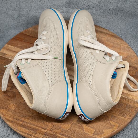 Camper Mens Ankle Boot 44/US 11 Sneakers Cream Leather Mid Top - Picture 7 of 10